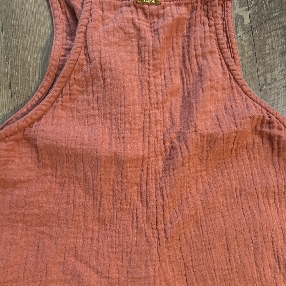 Billabong Gauze Overall Shorts Romper Coral Loose Fit Beachy Size Small - Picture 11 of 13